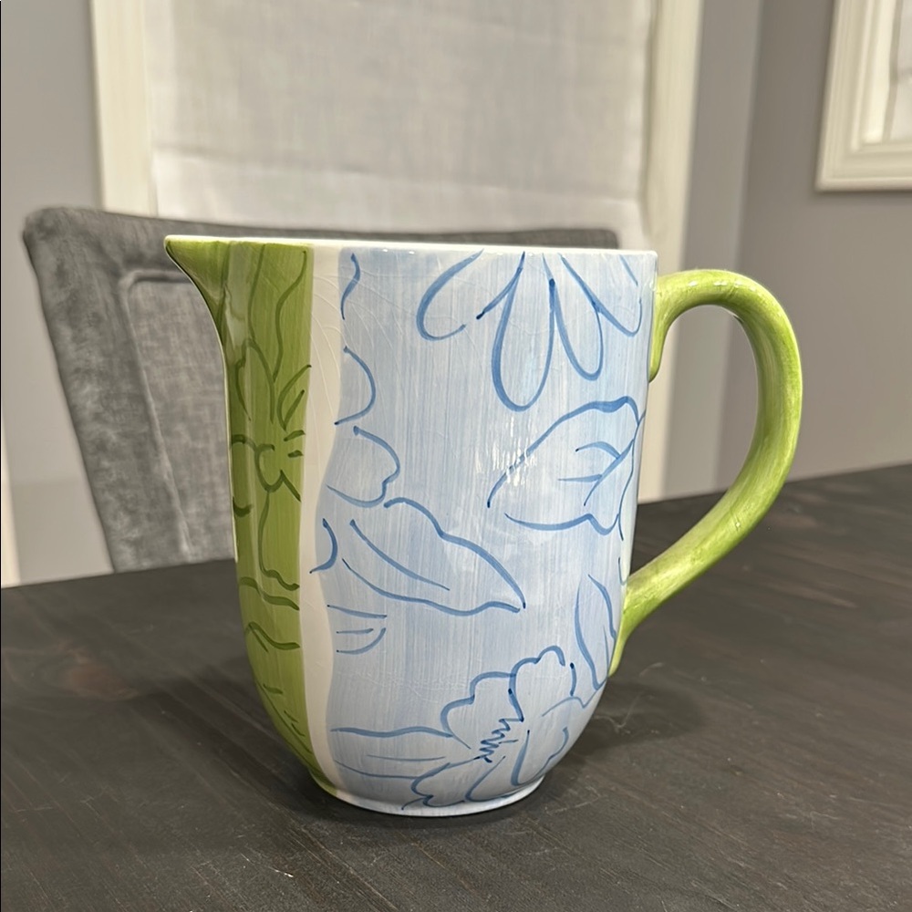 Green and Blue Floral Ceramic Mug